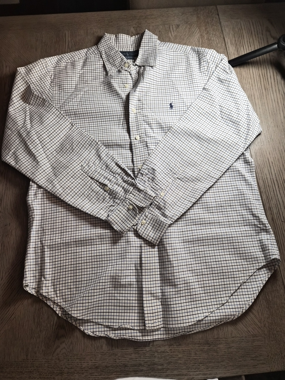 Ralph Lauren White & Navy Windowpane Button-Down Shirt